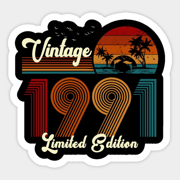 Vintage 1991 Shirt Limited Edition 29th Birthday Gift Sticker by Damsin